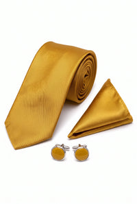 Conjunto de gravata dourada masculina