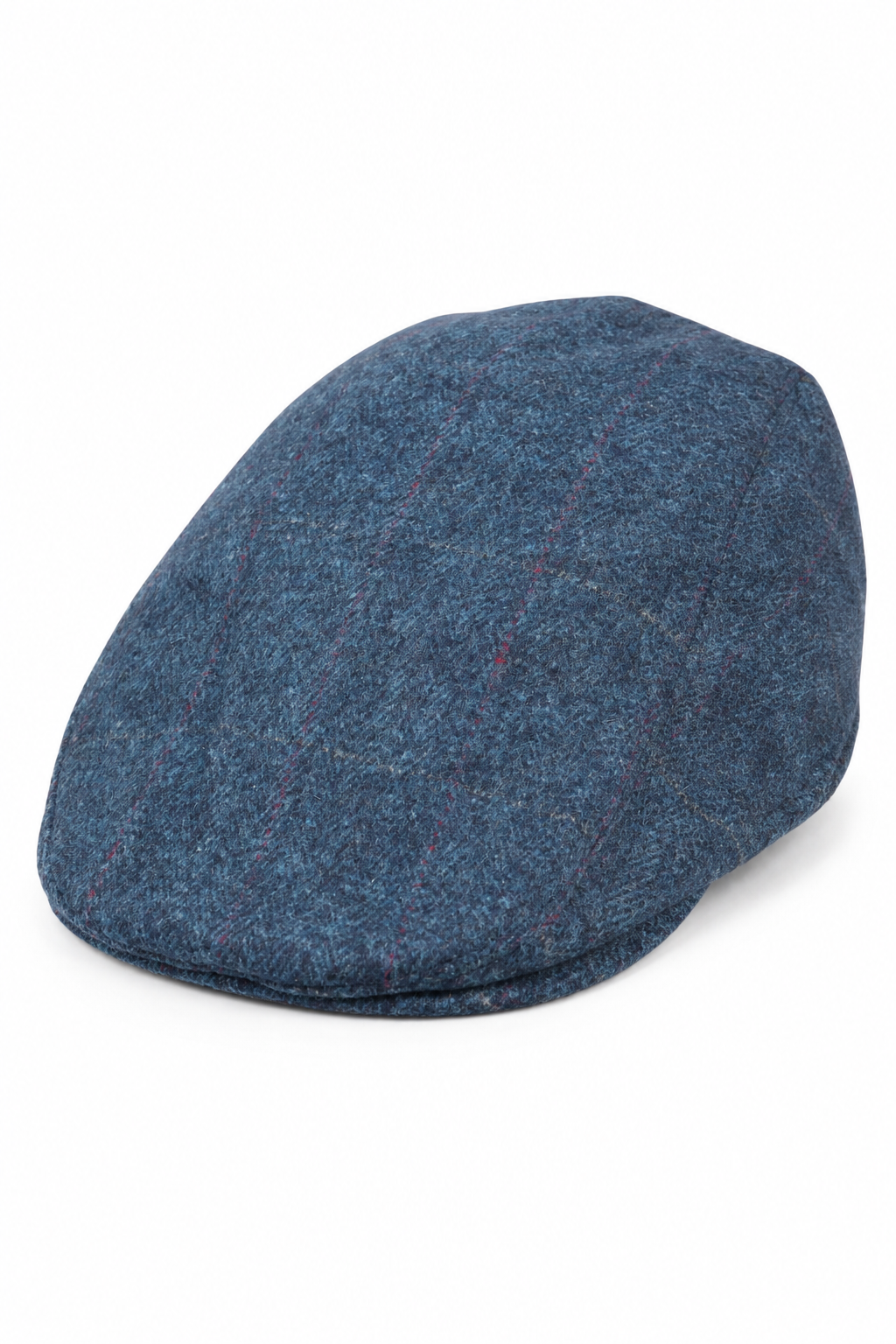 Boné masculino estilo avô, azul, com 8 painéis, em tweed, estilo vintage clássico e elegante, anos 1920.