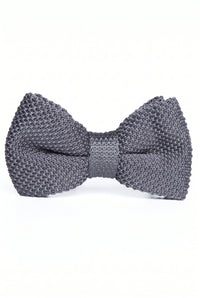 Gravata borboleta masculina cinza de tricô