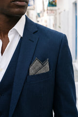 Lenço de bolso masculino em tweed cinza