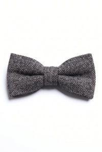 Gravata borboleta masculina em tweed cinza com mistura de lã.
