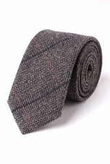 Gravata masculina em tweed cinza de lã mista
