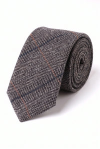 Gravata masculina em tweed cinza de lã mista