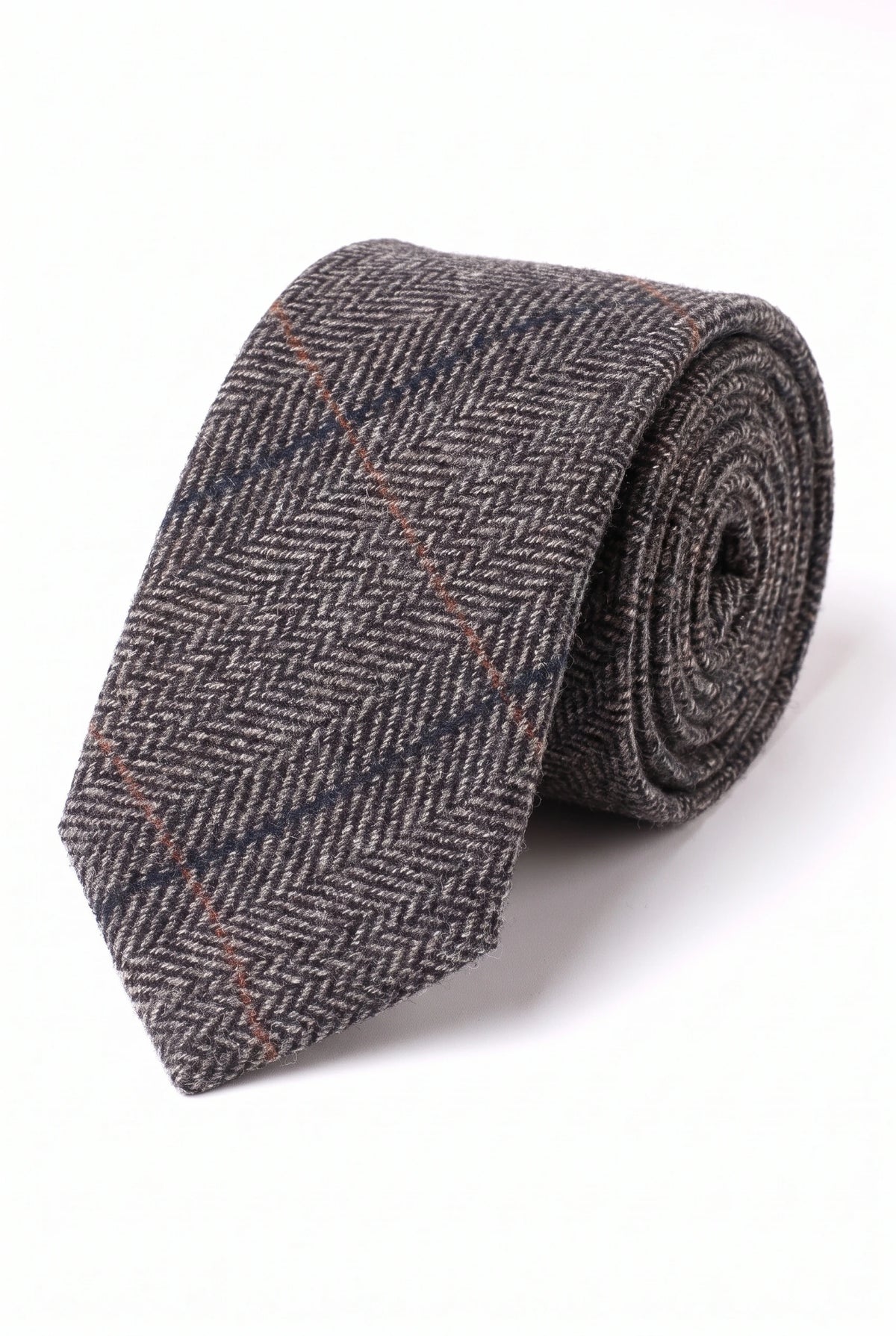 Gravata masculina em tweed cinza de lã mista