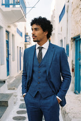Gravata masculina em tweed cinza de lã mista