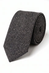 Gravata masculina em tweed cinza de lã mista