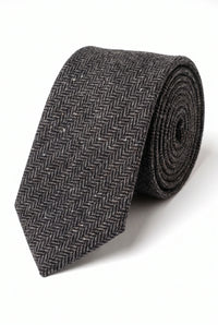Gravata masculina em tweed cinza de lã mista