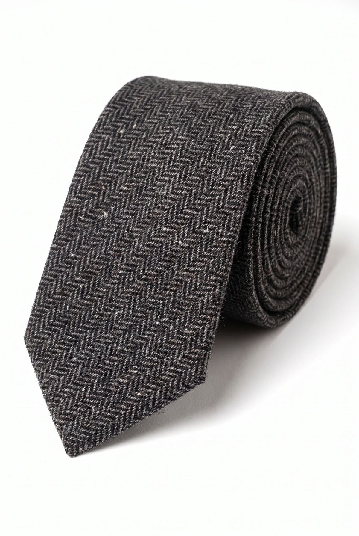 Gravata masculina em tweed cinza de lã mista