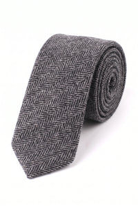 Gravata masculina em tweed cinza de lã mista