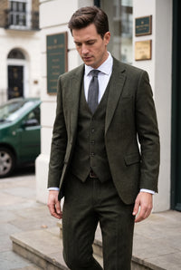 Gravata masculina em tweed cinza de lã mista