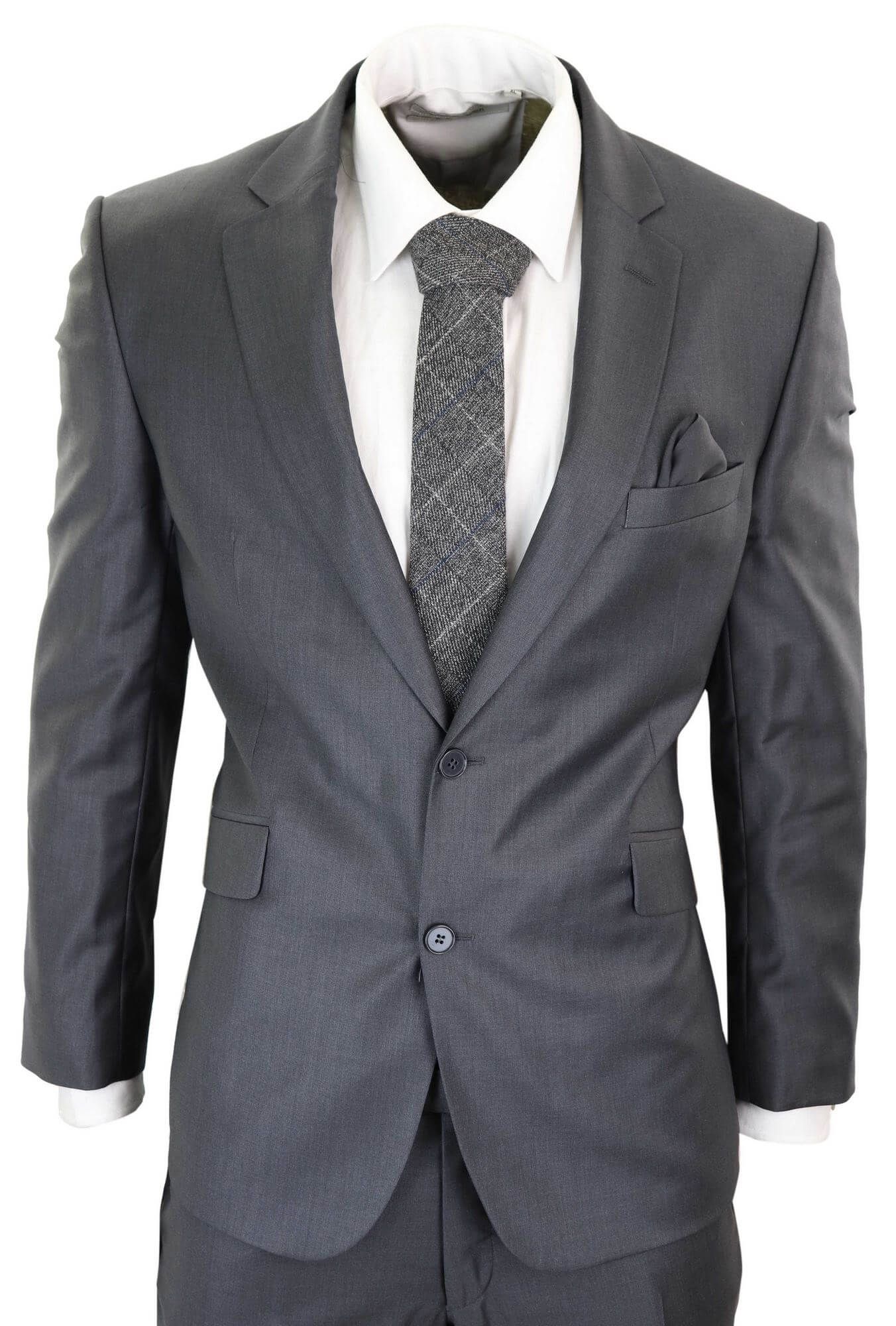 Terno formal masculino cinza de lã