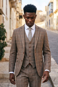 Gravata masculina de lã tweed cinza com padrão espinha de peixe