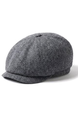 Boina masculina clássica estilo jornaleiro com estampa espinha de peixe - Cinza