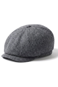 Boina masculina clássica estilo jornaleiro com estampa espinha de peixe - Cinza