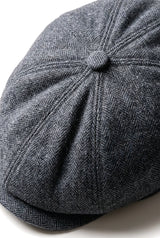 Boina masculina clássica estilo jornaleiro com estampa espinha de peixe - Cinza