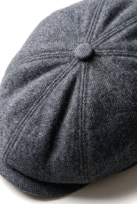 Boina masculina clássica estilo jornaleiro com estampa espinha de peixe - Cinza