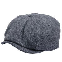 Boina masculina clássica estilo jornaleiro com estampa espinha de peixe - Cinza