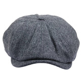 Boina masculina clássica estilo jornaleiro com estampa espinha de peixe - Cinza