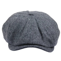 Boina masculina clássica estilo jornaleiro com estampa espinha de peixe - Cinza