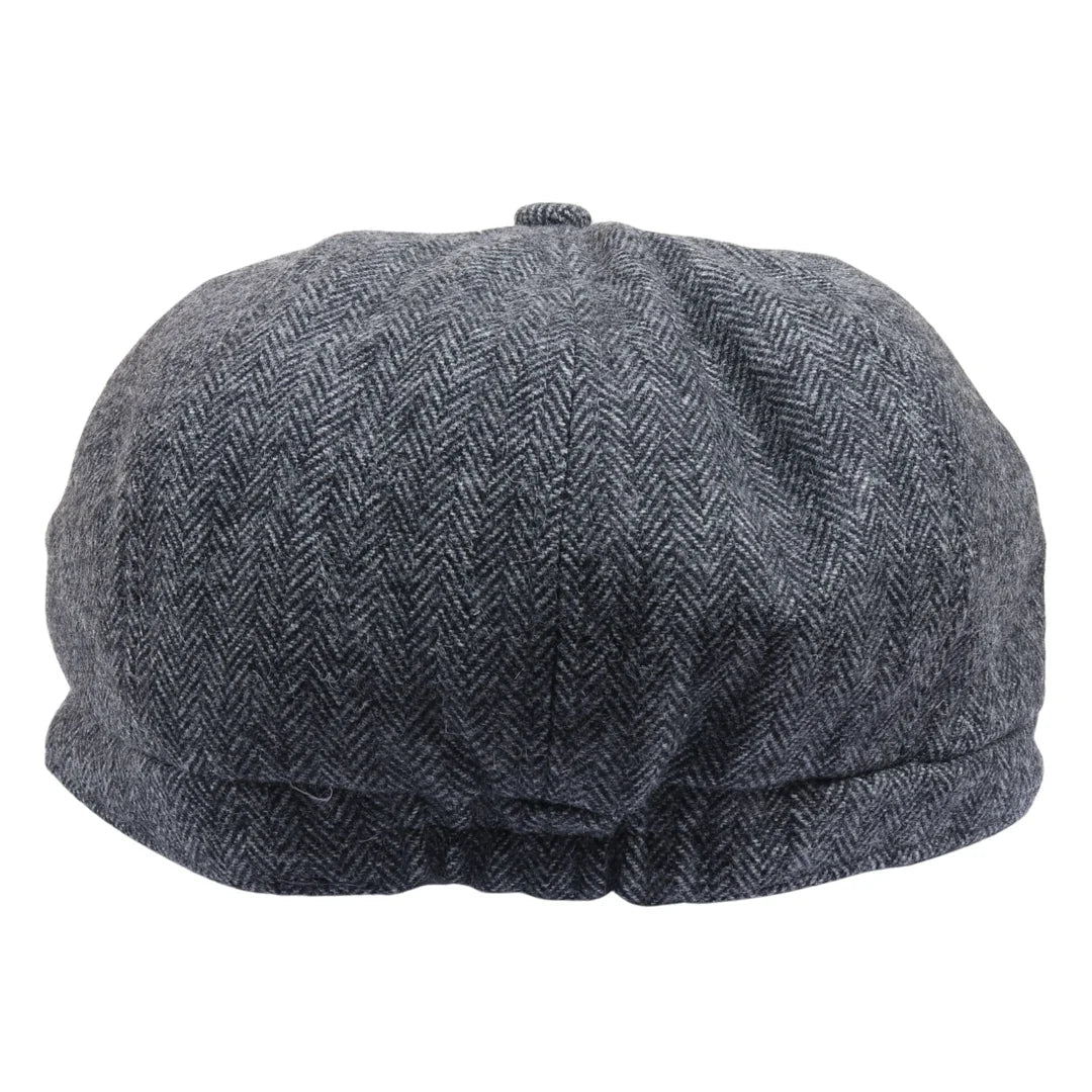 Boina masculina clássica estilo jornaleiro com estampa espinha de peixe - Cinza