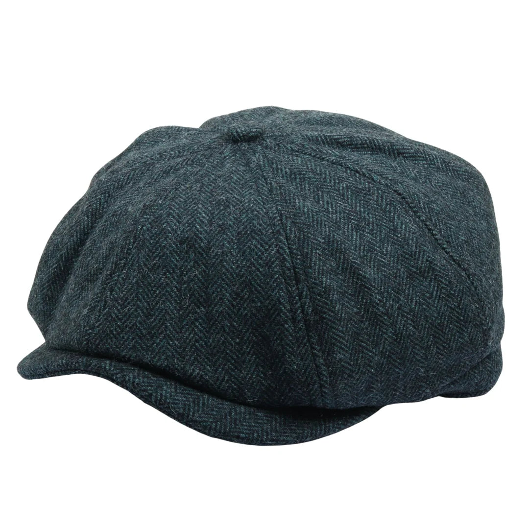 Boina masculina clássica estilo jornaleiro em espinha de peixe - Verde Oliva