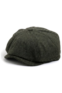 Boina masculina clássica estilo jornaleiro em espinha de peixe - Verde Oliva