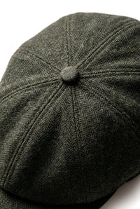 Boina masculina clássica estilo jornaleiro em espinha de peixe - Verde Oliva