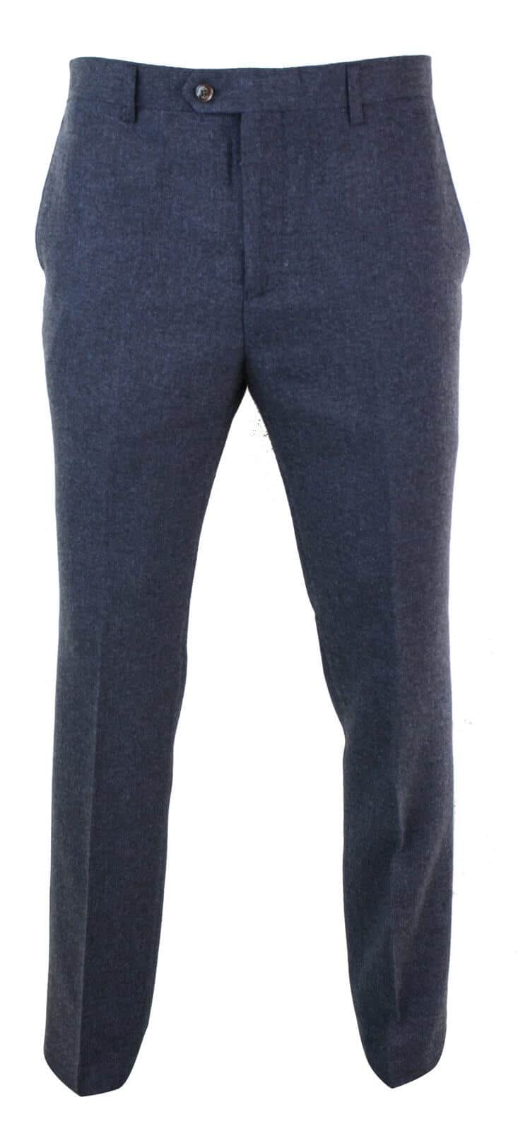 Calças masculinas de tweed espinha de peixe - Cavani Martez - Azul-marinho