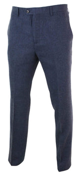 Calças masculinas de tweed espinha de peixe - Cavani Martez - Azul-marinho