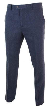 Calças masculinas de tweed espinha de peixe - Cavani Martez - Azul-marinho