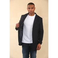 Sobretudo clássico masculino com capuz em mistura de lã