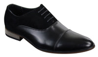 Sapatos masculinos de couro italiano e camurça com cadarço, estilo casual elegante, nas cores marrom, azul marinho e preto.