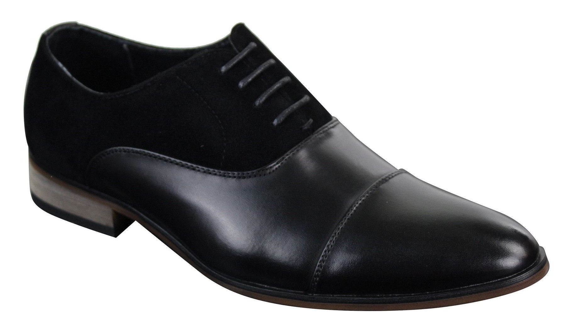 Sapatos masculinos de couro italiano e camurça com cadarço, estilo casual elegante, nas cores marrom, azul marinho e preto.