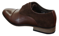 Sapatos masculinos de couro italiano e camurça com cadarço, estilo casual elegante, nas cores marrom, azul marinho e preto.