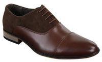 Sapatos masculinos de couro italiano e camurça com cadarço, estilo casual elegante, nas cores marrom, azul marinho e preto.