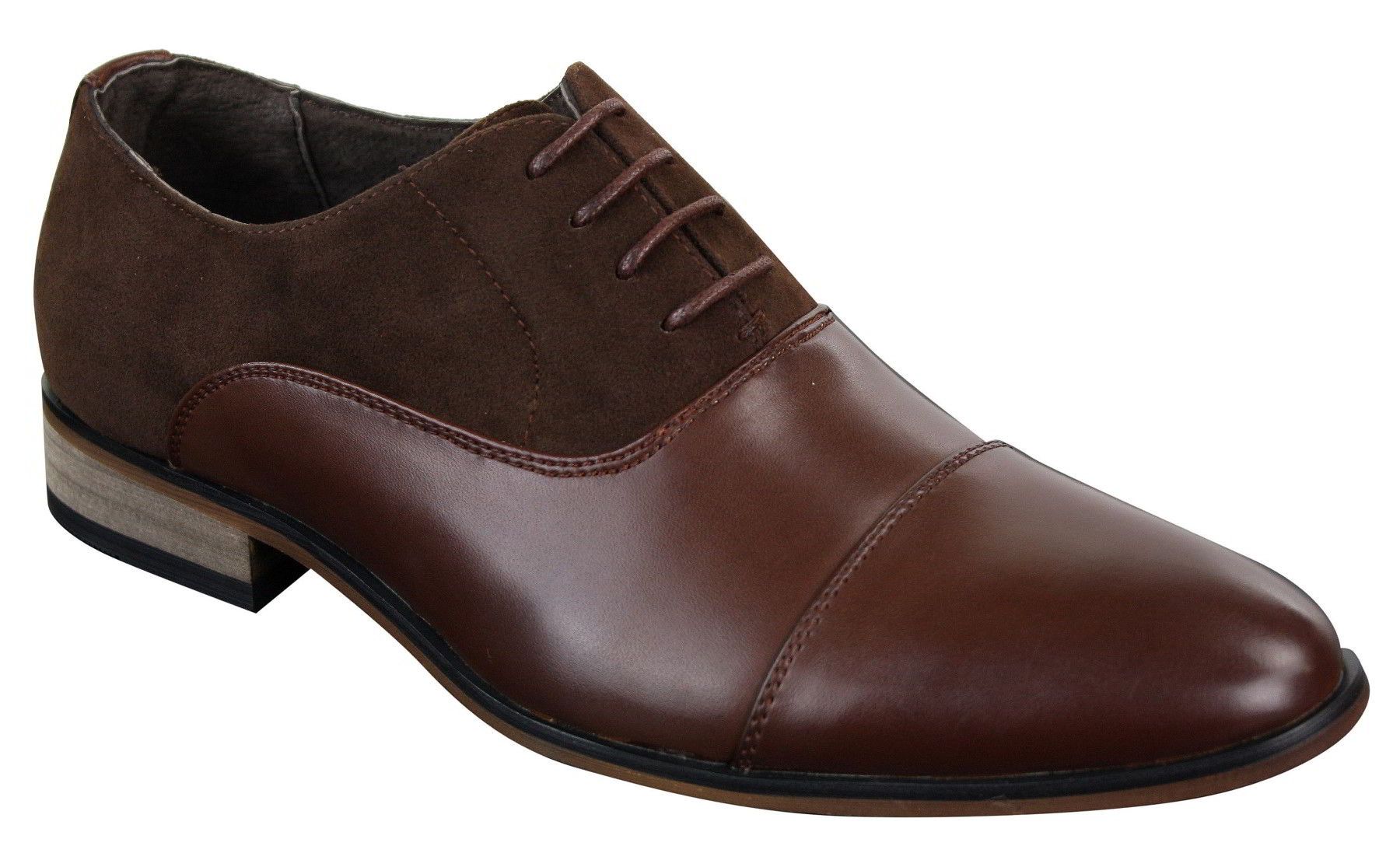 Sapatos masculinos de couro italiano e camurça com cadarço, estilo casual elegante, nas cores marrom, azul marinho e preto.