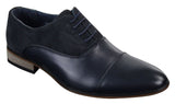 Sapatos masculinos de couro italiano e camurça com cadarço, estilo casual elegante, nas cores marrom, azul marinho e preto.