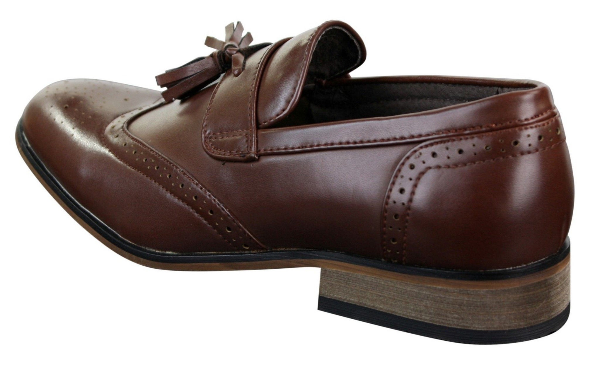 Sapatos masculinos de couro estilo brogue com borla, mocassins clássicos vintage retrô para dirigir.