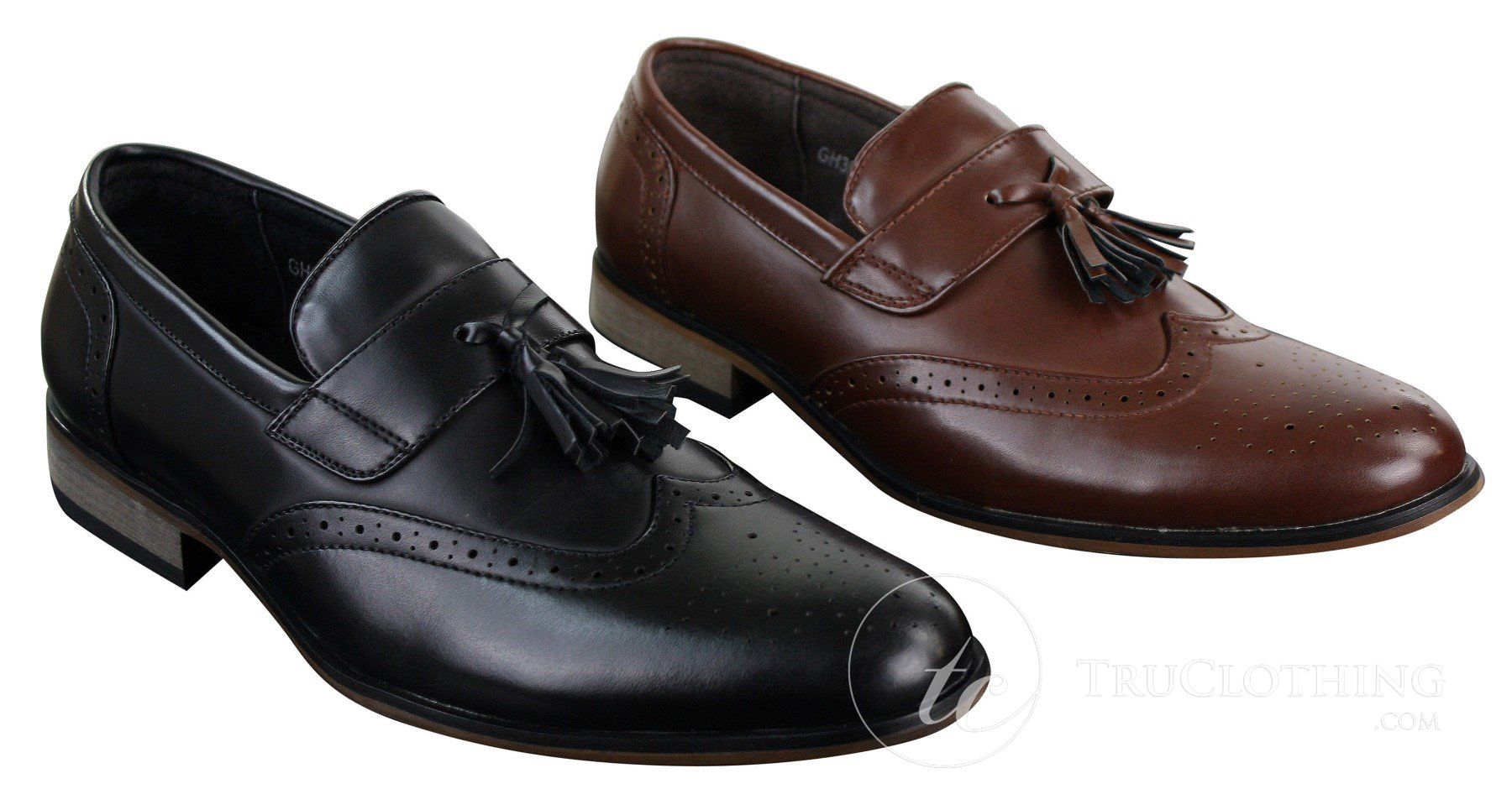 Sapatos masculinos de couro estilo brogue com borla, mocassins clássicos vintage retrô para dirigir.
