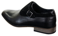 Sapatos masculinos de couro e camurça, modelo slip-on com fivela, de designer italiano, elegantes, casuais e formais.