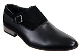Sapatos masculinos de couro e camurça, modelo slip-on com fivela, de designer italiano, elegantes, casuais e formais.
