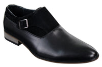 Sapatos masculinos de couro e camurça, modelo slip-on com fivela, de designer italiano, elegantes, casuais e formais.