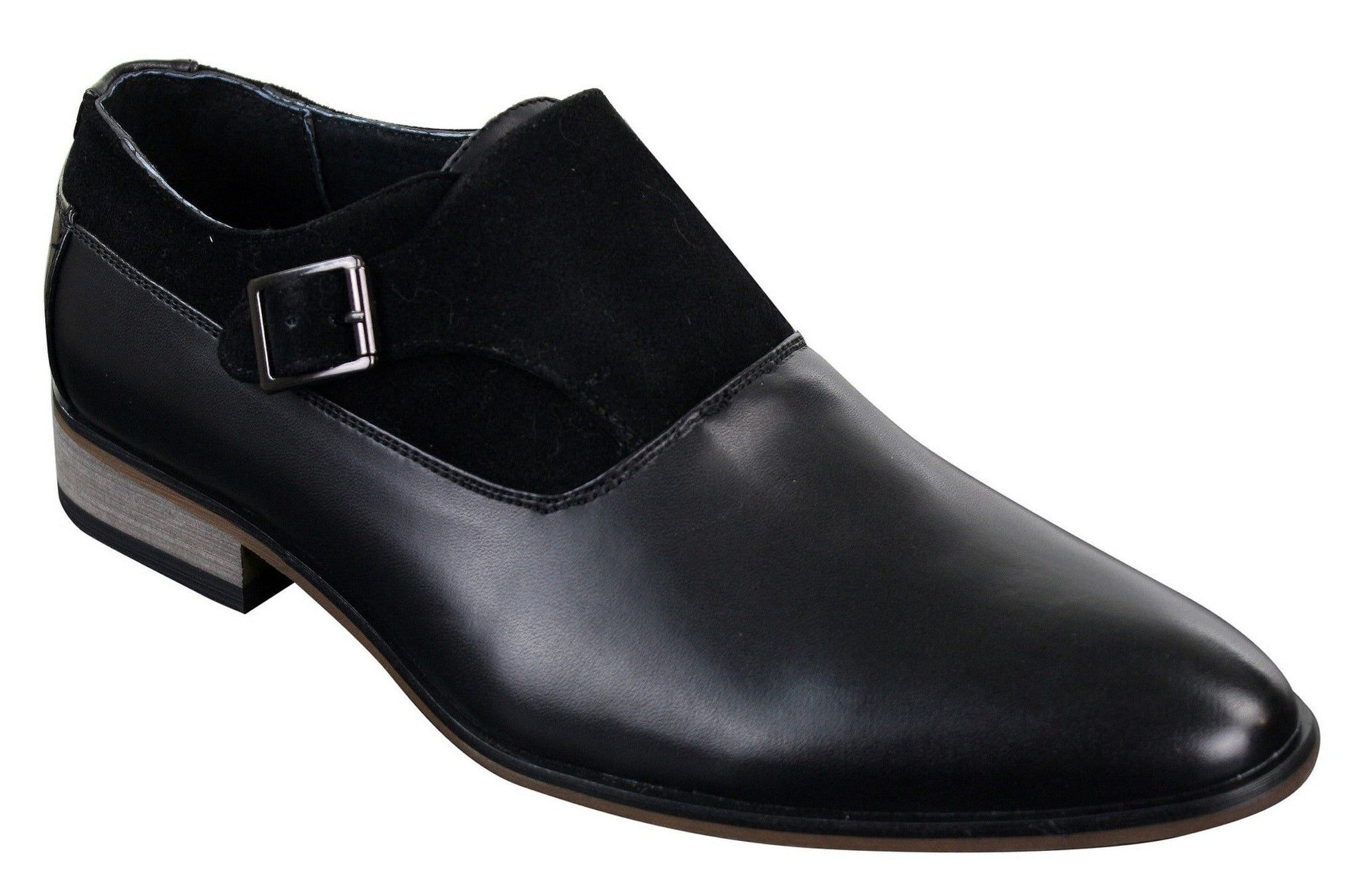 Sapatos masculinos de couro e camurça, modelo slip-on com fivela, de designer italiano, elegantes, casuais e formais.