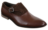 Sapatos masculinos de couro e camurça, modelo slip-on com fivela, de designer italiano, elegantes, casuais e formais.