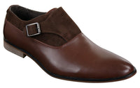 Sapatos masculinos de couro e camurça, modelo slip-on com fivela, de designer italiano, elegantes, casuais e formais.