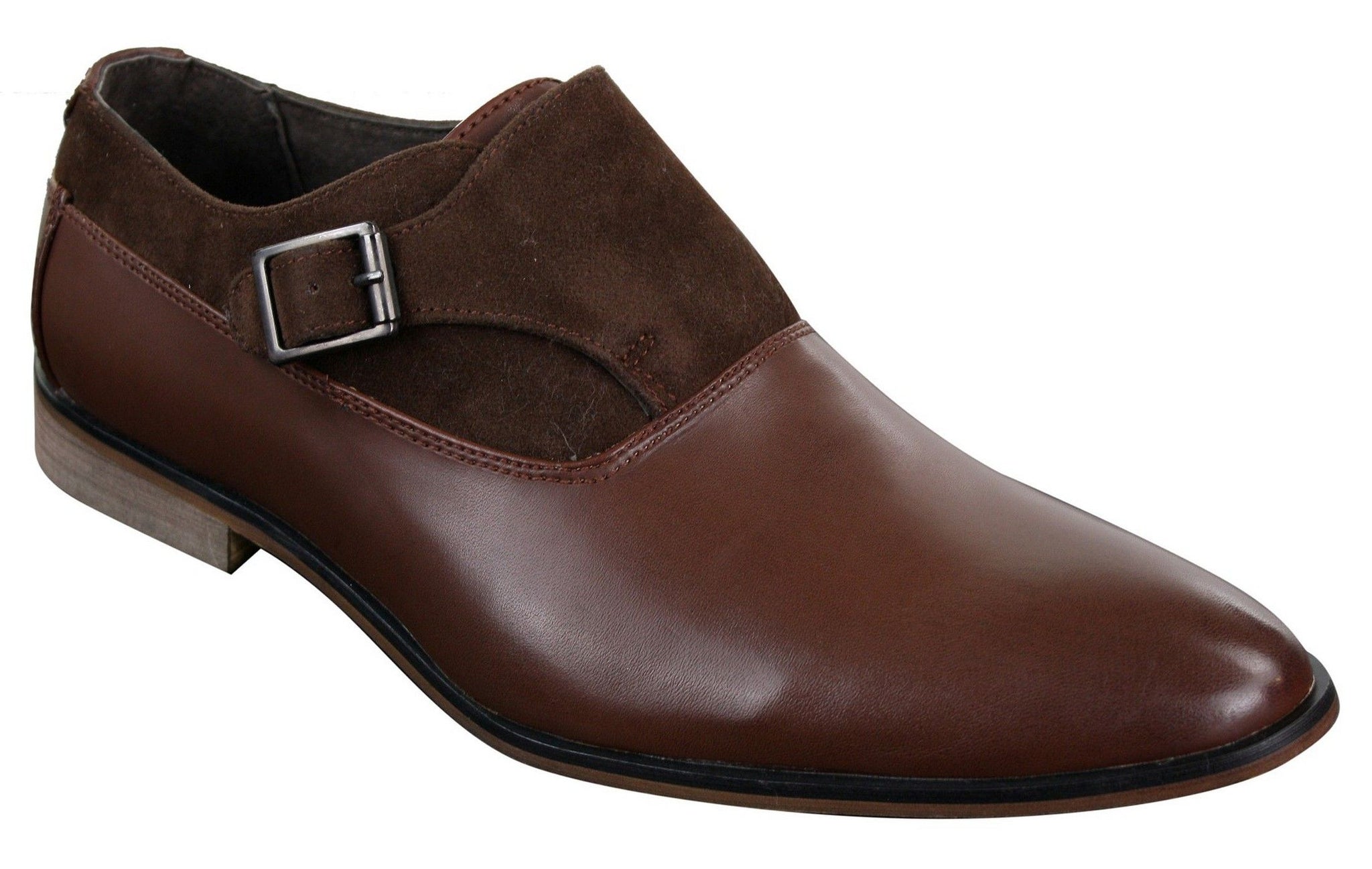 Sapatos masculinos de couro e camurça, modelo slip-on com fivela, de designer italiano, elegantes, casuais e formais.