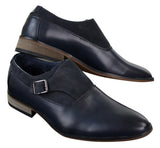 Sapatos masculinos de couro e camurça, modelo slip-on com fivela, de designer italiano, elegantes, casuais e formais.