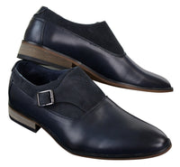 Sapatos masculinos de couro e camurça, modelo slip-on com fivela, de designer italiano, elegantes, casuais e formais.
