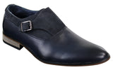 Sapatos masculinos de couro e camurça, modelo slip-on com fivela, de designer italiano, elegantes, casuais e formais.