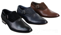 Sapatos masculinos de couro e camurça, modelo slip-on com fivela, de designer italiano, elegantes, casuais e formais.